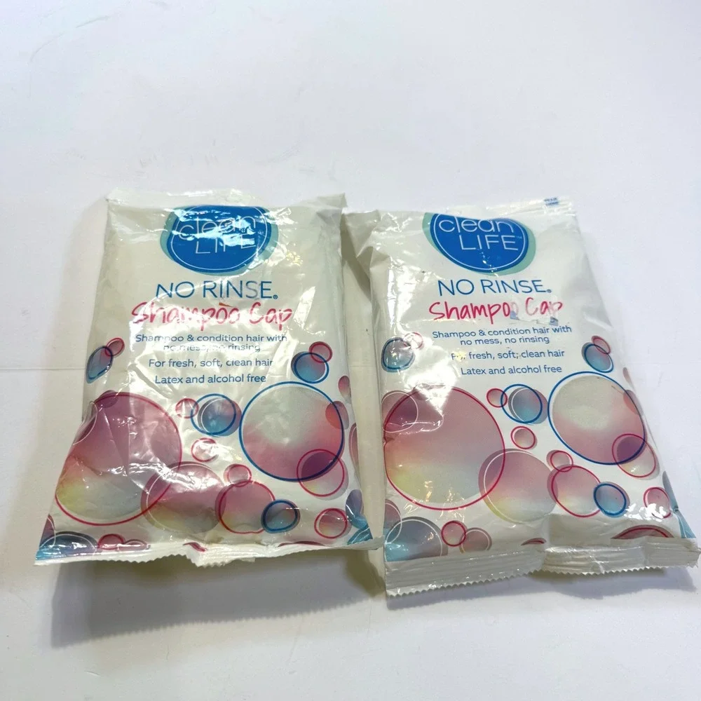 CleanLife No Rinse Shampoo Cap 2 Pack Microwaveable Waterless Hair Wash USA Made
